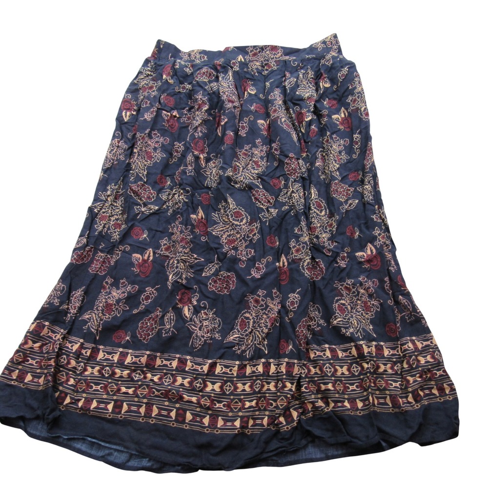 Sag Harbor Woman‎ Maxi Skirt Navy Floral Print Elastic Waist t Sz 1X